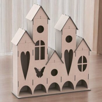 Intra απο ξύλο plywood 3mm-4mm πάχος – Terraced House Tea Bag Dispenser 35x40 cm INTRAVECTRY-MY560313 - Image 1