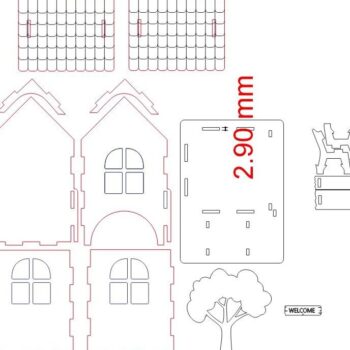 Intra απο ξύλο plywood 3mm-4mm πάχος – Θήκη τσαγιού με θέμα το σπίτι για διακόσμηση κουζίνας 15x15 cm INTRAVECTRY-MY543908 - Image 3
