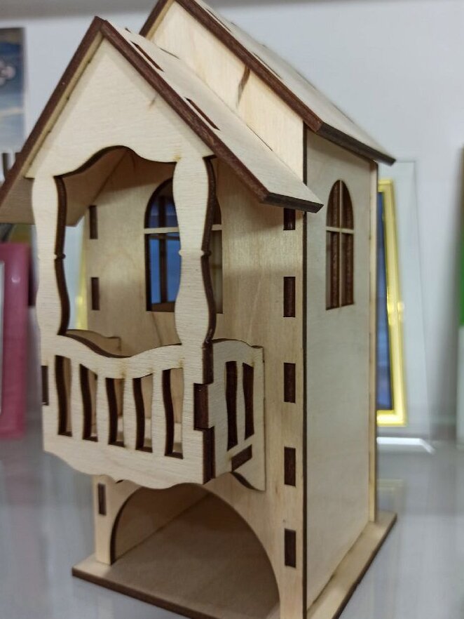 Intra απο ξύλο plywood 3mm-4mm πάχος – Ξύλινο τσαγιέρα με μπαλκόνι 25x25 cm INTRAVECTRY-MY557797