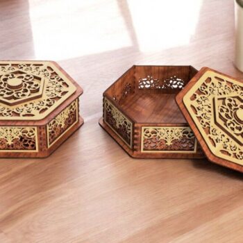 Intra απο ξύλο plywood 3mm-4mm πάχος – Ξύλινο εξάγωνο κουτί 5mm 12x15 cm INTRAVECTRY-MY558369 - Image 1