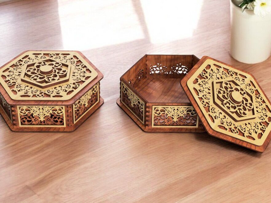 Intra απο ξύλο plywood 3mm-4mm πάχος – Ξύλινο εξάγωνο κουτί 5mm 12x15 cm INTRAVECTRY-MY543186