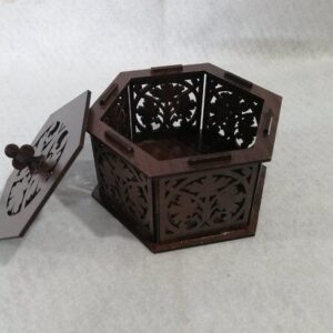 Intra απο ξύλο plywood 3mm-4mm πάχος – ξύλο Hexagon Openwork Box 15x15 cm INTRAVECTRY-MY556785