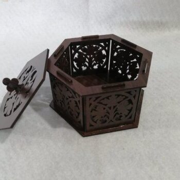 Intra απο ξύλο plywood 3mm-4mm πάχος – ξύλο Hexagon Openwork Box 15x15 cm INTRAVECTRY-MY556785 - Image 1