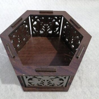 Intra απο ξύλο plywood 3mm-4mm πάχος – ξύλο Hexagon Openwork Box 15x15 cm INTRAVECTRY-MY556785 - Image 3