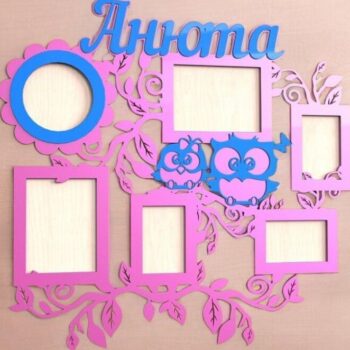 Intra απο ξύλο plywood 3mm-4mm πάχος – Ξύλινη κορνίζα Baby Owls 40x45 cm INTRAVECTRY-MY543578 - Image 1