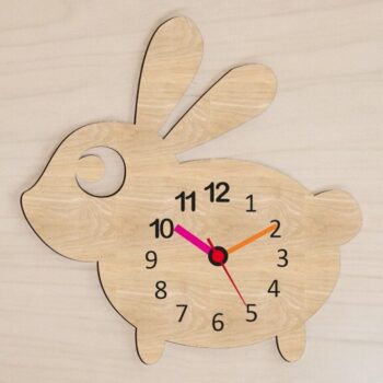 Intra απο ξύλο plywood 3mm-4mm πάχος – Ξύλινο ρολόι τοίχου κουνέλι για Παιδικό δωμάτιο 20x25 cm INTRAVECTRY-MY560914 - Image 2