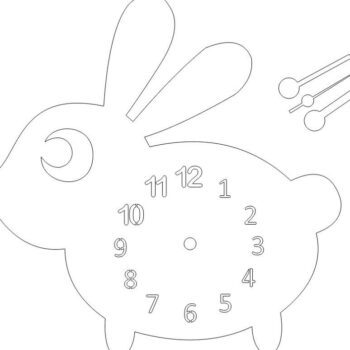 Intra απο ξύλο plywood 3mm-4mm πάχος – Ξύλινο ρολόι τοίχου κουνέλι για Παιδικό δωμάτιο 20x25 cm INTRAVECTRY-MY560914 - Image 3