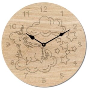 Intra απο ξύλο plywood 3mm-4mm πάχος – Ξύλινο ρολόι τοίχου με θέμα Unicorn 15x15 cm INTRAVECTRY-MY547587