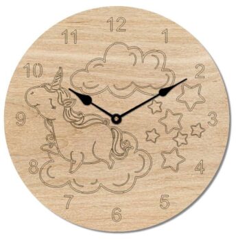 Intra απο ξύλο plywood 3mm-4mm πάχος – Ξύλινο ρολόι τοίχου με θέμα Unicorn 20x20 cm INTRAVECTRY-MY560920 - Image 1