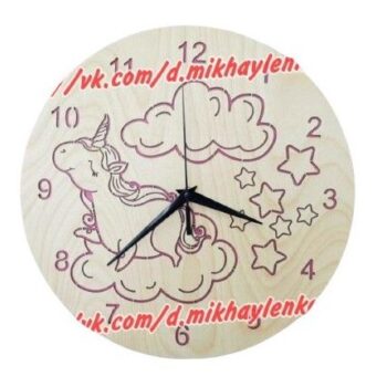 Intra απο ξύλο plywood 3mm-4mm πάχος – Ξύλινο ρολόι τοίχου με θέμα Unicorn 20x20 cm INTRAVECTRY-MY560920 - Image 2