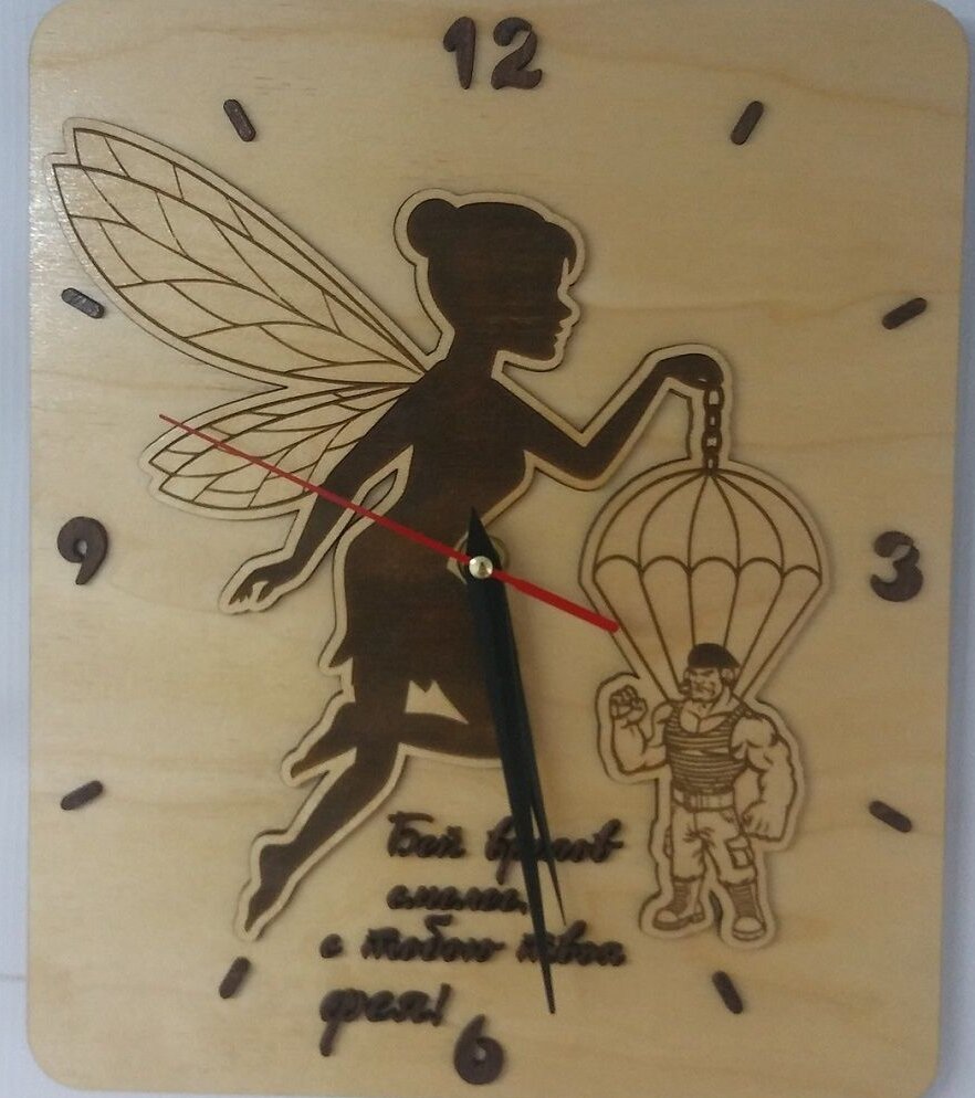 Intra απο ξύλο plywood 3mm-4mm πάχος – Αλεξιπτωτιστής με ξύλο δωματίου ρολόι τοίχου νεράιδων για κορίτσια 20x25 cm INTRAVECTRY-MY554367