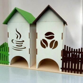 Intra απο ξύλο plywood 3mm-4mm πάχος – Δοχείο αποθήκευσης τσαγιού σε σχήμα σπιτιού 15x15 cm INTRAVECTRY-MY543876 - Image 2