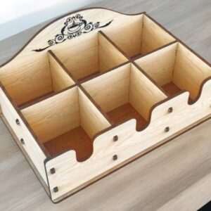 Intra απο ξύλο plywood 3mm-4mm πάχος – Κουτί αποθήκευσης σε φακελάκι τσαγιού με 6 θήκες 20x20 cm INTRAVECTRY-MY543882