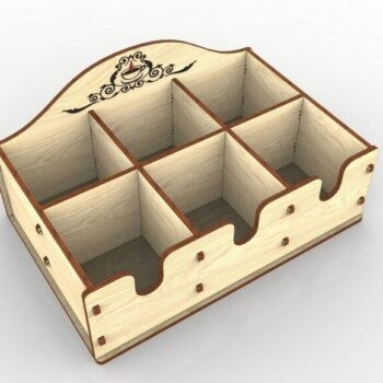 Intra απο ξύλο plywood 3mm-4mm πάχος – Κουτί αποθήκευσης σε φακελάκι τσαγιού με 6 θήκες 20x20 cm INTRAVECTRY-MY543882 - Image 2