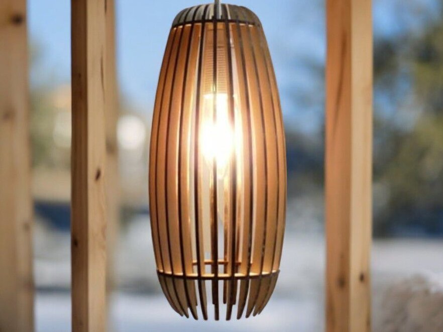 Intra απο ξύλο plywood 3mm-4mm πάχος – Φωτιστικό κρεμαστό με ξύλινο πηχάκι 40x40 cm INTRAVECTRY-MY547397