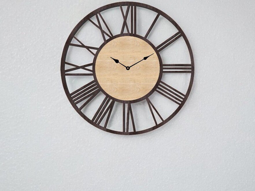 Intra απο ξύλο plywood 3mm-4mm πάχος – Ρολόι τοίχου με ρωμαϊκό αριθμό 10x10 cm INTRAVECTRY-MY544103