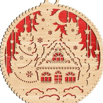 Intra απο ξύλο plywood 3mm-4mm πάχος – Πολυεπίπεδη Χριστουγεννιάτικη Σπίτι στο Χωριό Μπιχλιμπίδι 25x30 cm INTRAVECTRY-MY550389 - Image 3