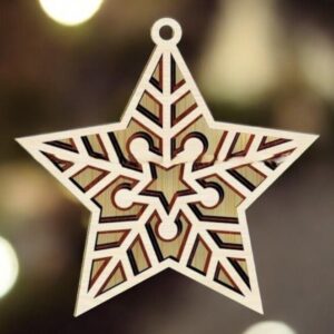 Intra απο ξύλο plywood 3mm-4mm πάχος – Χριστουγεννιάτικο στολίδι αστεριών 10x10 cm INTRAVECTRY-MY550393