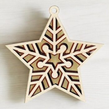 Intra απο ξύλο plywood 3mm-4mm πάχος – Χριστουγεννιάτικο στολίδι αστεριών 20x20 cm INTRAVECTRY-MY545743 - Image 2
