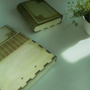 Intra απο ξύλο plywood 3mm-4mm πάχος – Κουτί βιβλίου με floral χαρακτικό 45x50 cm INTRAVECTRY-MY558733 - Image 1