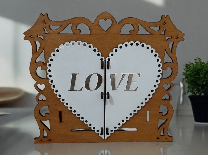 Intra απο ξύλο plywood 3mm-4mm πάχος – Κορνίζα για ζευγάρια Love Heart 10x10 cm INTRAVECTRY-MY552145
