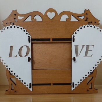 Intra απο ξύλο plywood 3mm-4mm πάχος – Κορνίζα για ζευγάρια Love Heart 30x35 cm INTRAVECTRY-MY554038 - Image 2