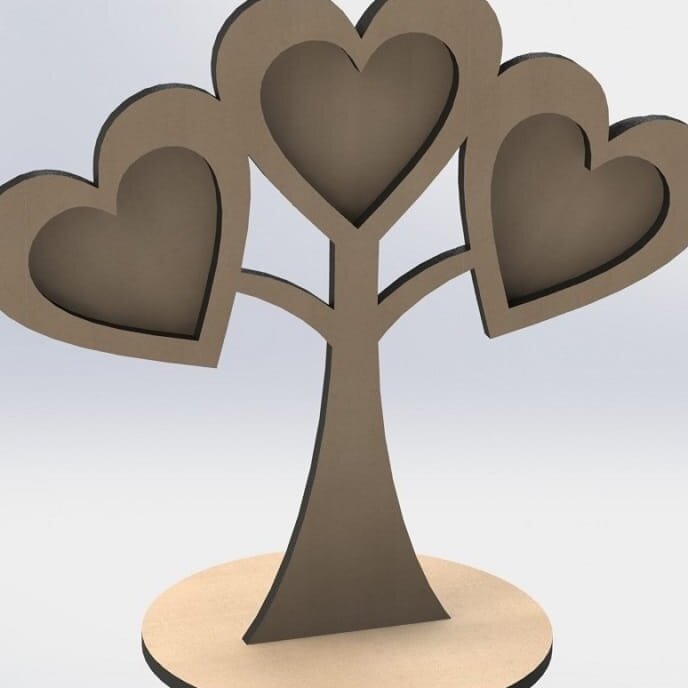 Intra απο ξύλο plywood 3mm-4mm πάχος – Heart Tree Three Pictures ξύλο κορνίζας 20x25 cm INTRAVECTRY-MY554942