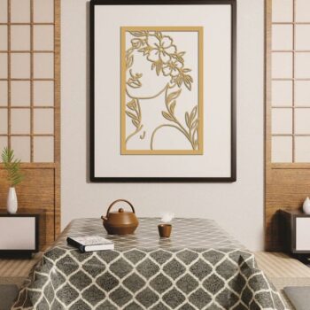 Intra απο ξύλο plywood 3mm-4mm πάχος – Τέχνη τοίχου Flower Woman 15x15 cm INTRAVECTRY-MY553550 - Image 1