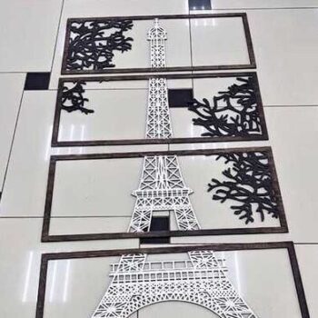 Intra απο ξύλο plywood 3mm-4mm πάχος – Πύργος του Άιφελ Τρισδιάστατη διακόσμηση τοίχων 30x35 cm INTRAVECTRY-MY557092 - Image 2