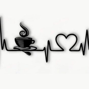 Intra απο ξύλο plywood 3mm-4mm πάχος – ξύλο τέχνης τοίχου Coffee Heartbeat Lifeline 35x40 cm INTRAVECTRY-MY560814 - Image 1