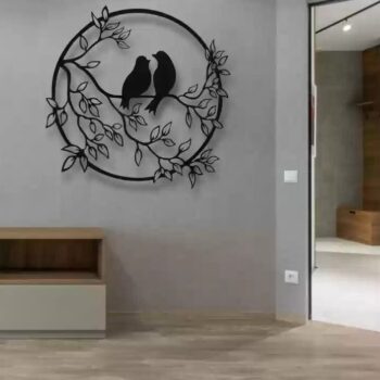 Intra απο ξύλο plywood 3mm-4mm πάχος – Στρογγυλό ξύλο διακόσμησης τοίχου Birds on Tree Branch 20x20 cm INTRAVECTRY-MY560816 - Image 3