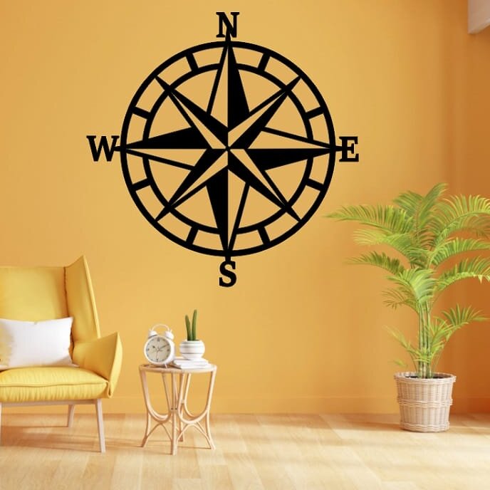 Intra απο ξύλο plywood 3mm-4mm πάχος – ξύλο τέχνης τοίχου North Arrow Nautical Compass 30x35 cm INTRAVECTRY-MY557197