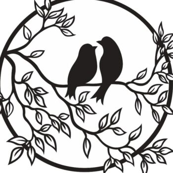 Intra απο ξύλο plywood 3mm-4mm πάχος – ξύλο τέχνης τοίχου Birds in Love On Tree of Life 12x15 cm INTRAVECTRY-MY557198 - Image 2