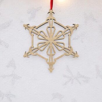 Intra απο ξύλο plywood 3mm-4mm πάχος – Χριστουγεννιάτικο στολίδι με νιφάδα χιονιού 12x15 cm INTRAVECTRY-MY552054 - Image 1