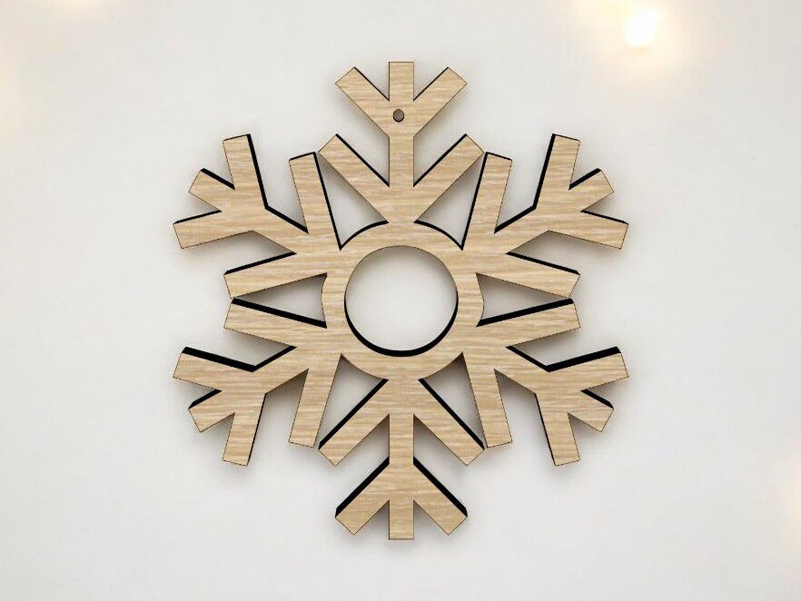 Intra απο ξύλο plywood 3mm-4mm πάχος – Ξύλινο μενταγιόν στολίδι με νιφάδα χιονιού 40x40 cm INTRAVECTRY-MY560049