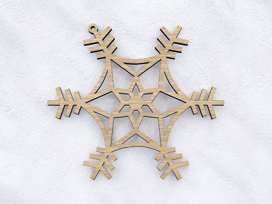 Intra απο ξύλο plywood 3mm-4mm πάχος – Ξύλινο χριστουγεννιάτικο στολίδι με νιφάδες χιονιού 35x40 cm INTRAVECTRY-MY552059