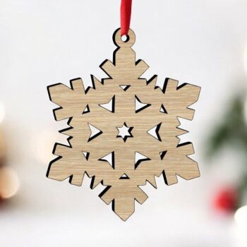 Intra απο ξύλο plywood 3mm-4mm πάχος – Ξύλινο Star Snowflake 25x25 cm INTRAVECTRY-MY543470 - Image 1