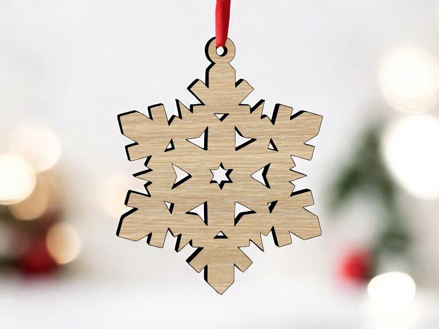 Intra απο ξύλο plywood 3mm-4mm πάχος – Ξύλινο Star Snowflake 10x10 cm INTRAVECTRY-MY552068