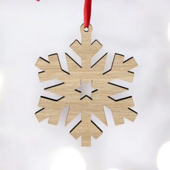 Intra απο ξύλο plywood 3mm-4mm πάχος – Ημιτελές ξύλινο στολίδι με νιφάδες χιονιού 12x15 cm INTRAVECTRY-MY553907 - Image 1