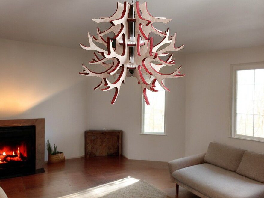 Intra απο ξύλο plywood 3mm-4mm πάχος – Πολυέλαιος Antlers 30x35 cm INTRAVECTRY-MY554096