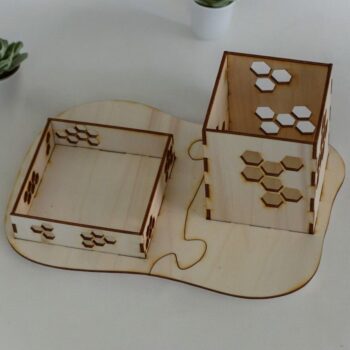 Intra απο ξύλο plywood 3mm-4mm πάχος – Κολλητική σημείωση κηρήθρας με μολυβοθήκη 15x15 cm INTRAVECTRY-MY552186 - Image 2