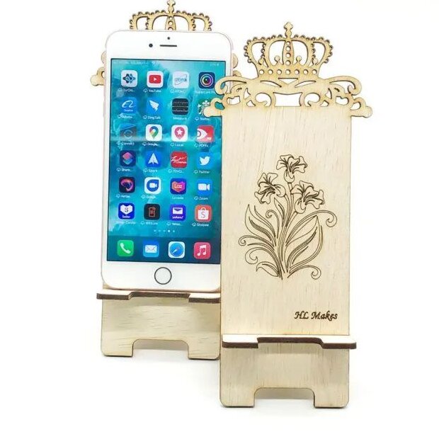 Intra απο ξύλο plywood 3mm-4mm πάχος – Βάση στήριξης κινητού με κορώνα στο επάνω μέρος 12x15 cm INTRAVECTRY-MY547568