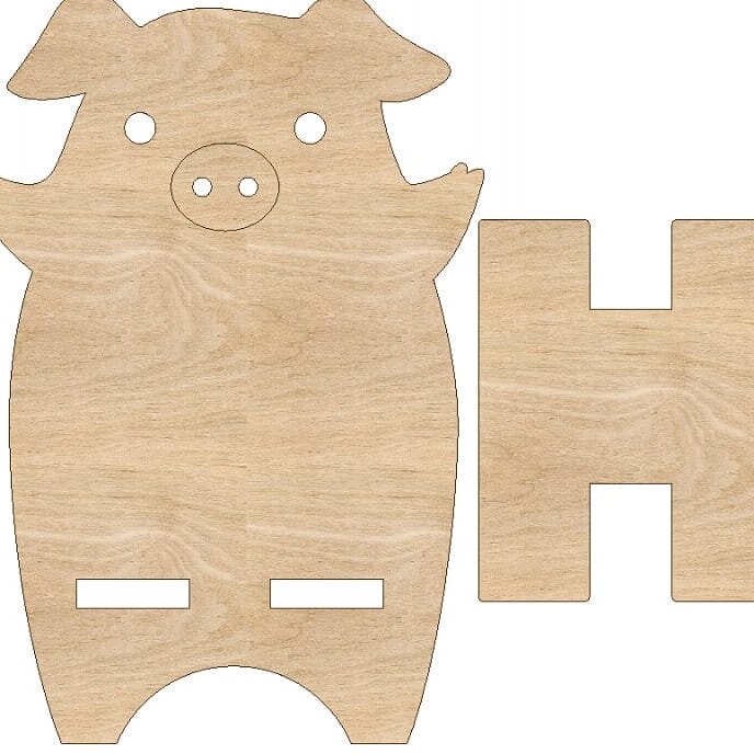 Intra απο ξύλο plywood 3mm-4mm πάχος – ξύλο Ξύλινο Γουρουνάκι θήκης τηλεφώνου 15x15 cm INTRAVECTRY-MY543563