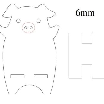 Intra απο ξύλο plywood 3mm-4mm πάχος – ξύλο Ξύλινο Γουρουνάκι θήκης τηλεφώνου 15x15 cm INTRAVECTRY-MY543563 - Image 2