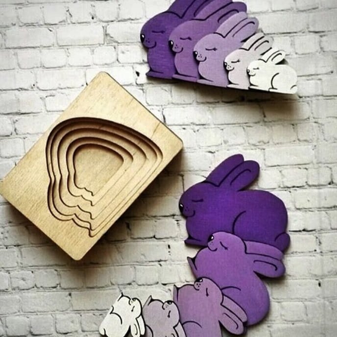 Intra απο ξύλο plywood 3mm-4mm πάχος – ξύλο πολλαπλών επιπέδων παιχνίδι παζλ Rabbit 45x50 cm INTRAVECTRY-MY555107