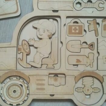 Intra απο ξύλο plywood 3mm-4mm πάχος – ξύλο Car Puzzle Toy for Kids 40x45 cm INTRAVECTRY-MY560444 - Image 2