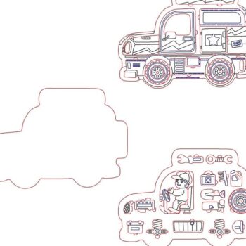 Intra απο ξύλο plywood 3mm-4mm πάχος – ξύλο Car Puzzle Toy for Kids 40x45 cm INTRAVECTRY-MY560444 - Image 3