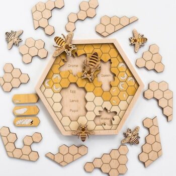 Intra απο ξύλο plywood 3mm-4mm πάχος – ξύλο Hexagon Honeycomb Kids Toy Puzzle 25x30 cm INTRAVECTRY-MY555338 - Image 2