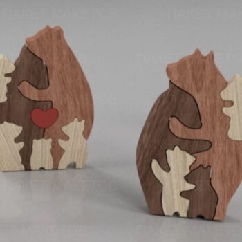 Intra απο ξύλο plywood 3mm-4mm πάχος – ξύλο Ξύλινων Παιχνιδιών Οικογενειακής Αρκούδας 12x15 cm INTRAVECTRY-MY560448 - Image 2