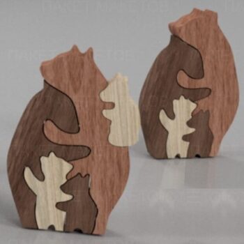 Intra απο ξύλο plywood 3mm-4mm πάχος – ξύλο Ξύλινων Παιχνιδιών Οικογενειακής Αρκούδας 12x15 cm INTRAVECTRY-MY560448 - Image 3